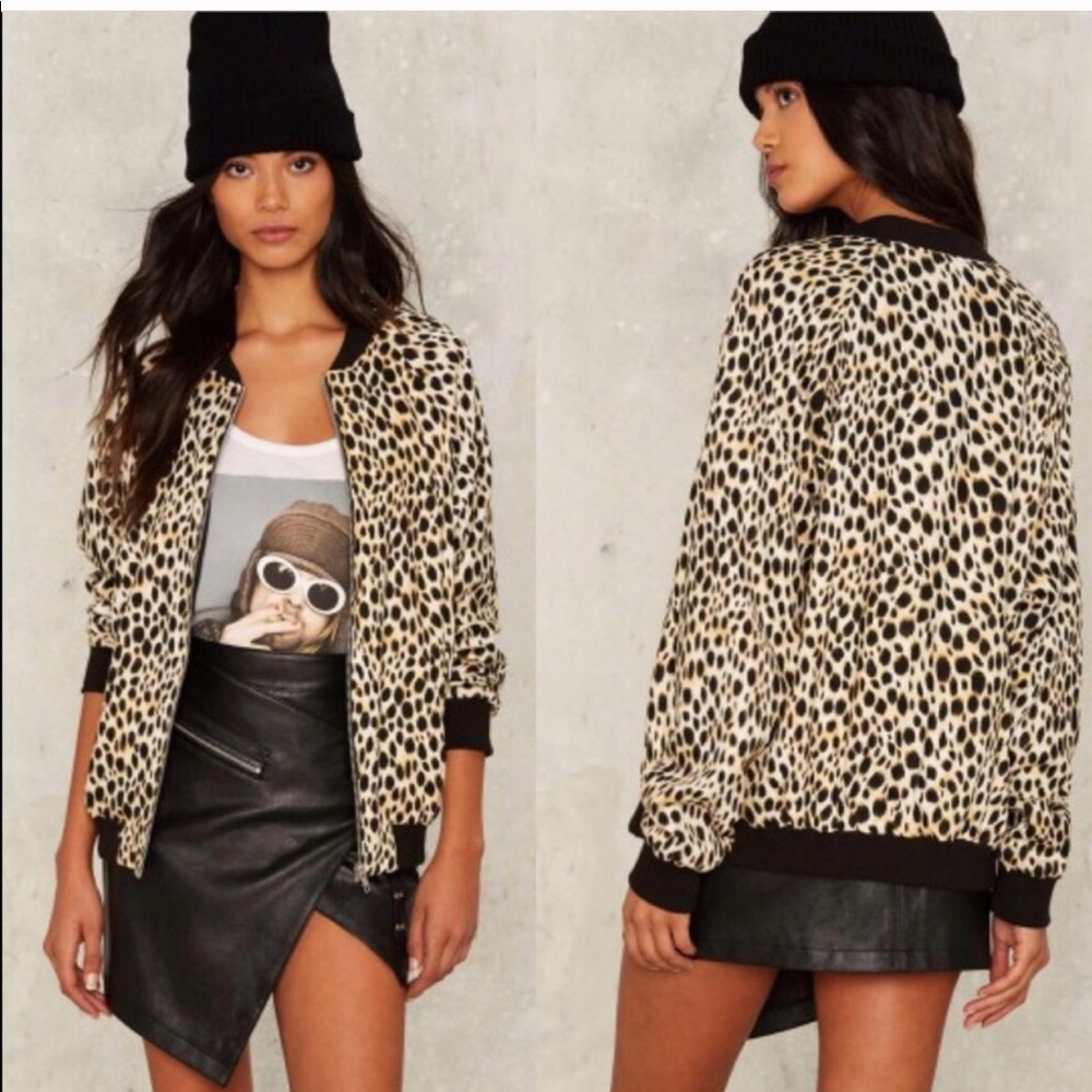 Nasty Gal Motel  leopard bomber jacket